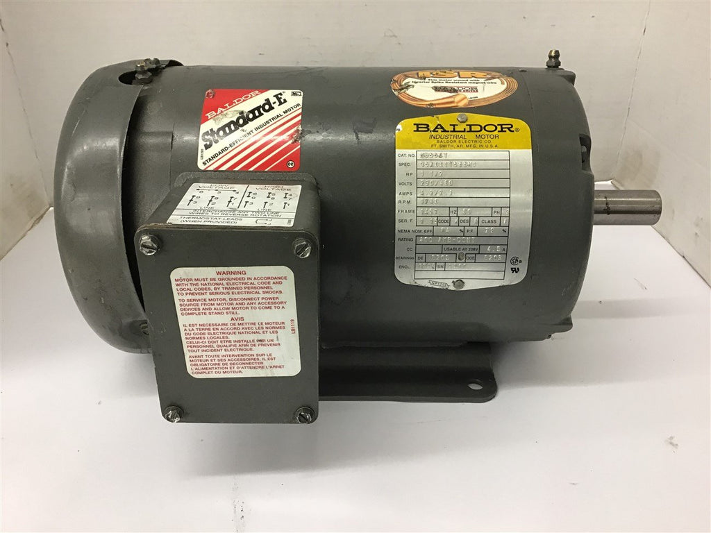 Baldor M3554T 1 1/2 HP AC Motor 230/460 volts 1800 Rpm 145T Frame