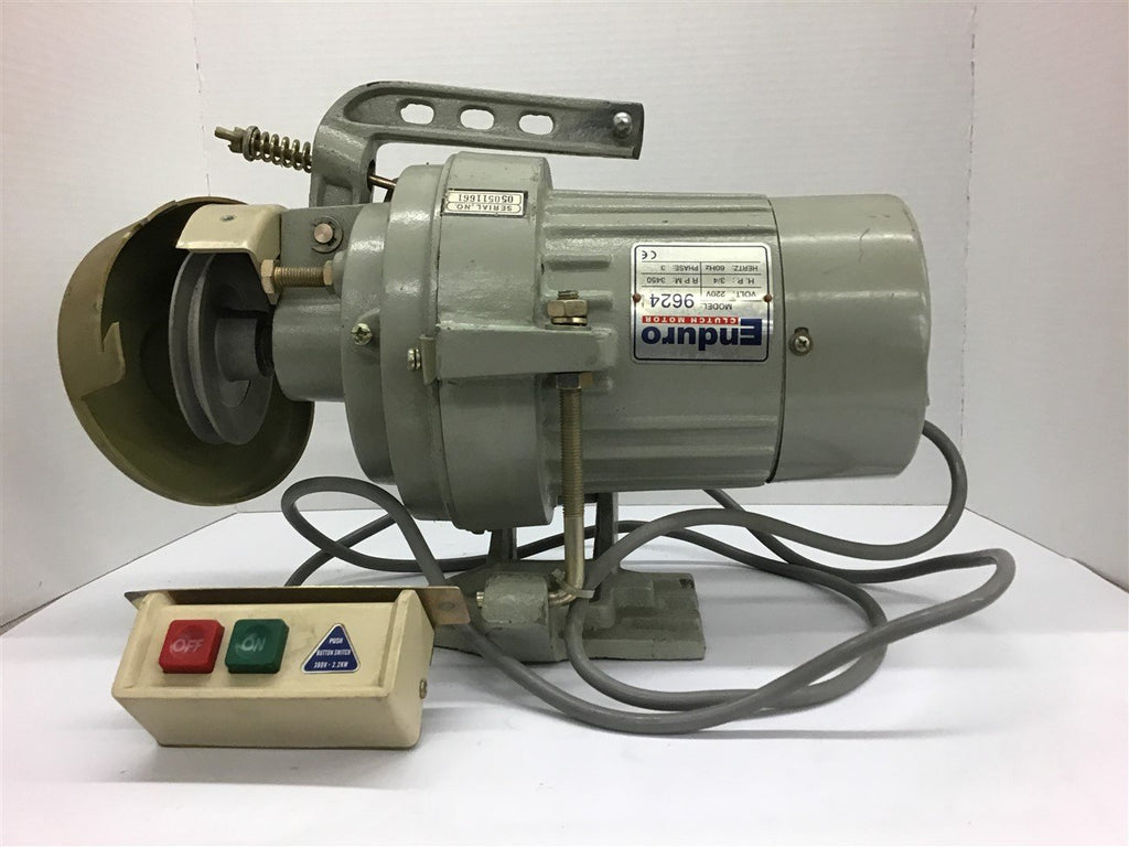 Enduro Clutch Motor 9624 3/4 HP 3450 Rpm 60 HZ 3 Phase 220 Volts