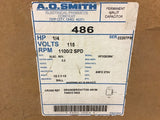 AO Smith HF3G039N Fan Motor 1/4 HP 1100/2 RPM 115V 1/2" Diameter