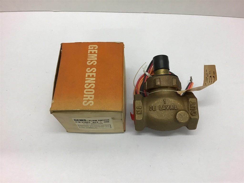 Gems Flow Switch 27051 Switch FS-200 1" Brass 0.5 GPM 20VA 50 0 240VAC