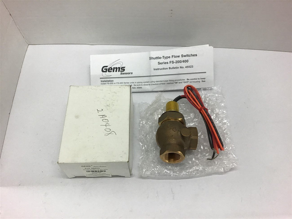 Gems Flow Switch 26600 FS-400-XX-BR 0.75 ADJ GPM