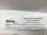 Gems Flow Switch 26600 FS-400-XX-BR 0.75 ADJ GPM