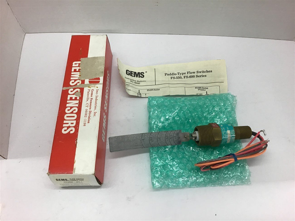 Gems Sensor Flow Switch Paddle Type 29609 FS-550 120/240V 20VA