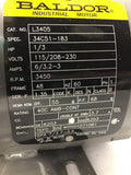 Baldor L3405 1/3 HP AC Motor 115/208-230 Volts Single Phase 3600 Rpm 48 Frame