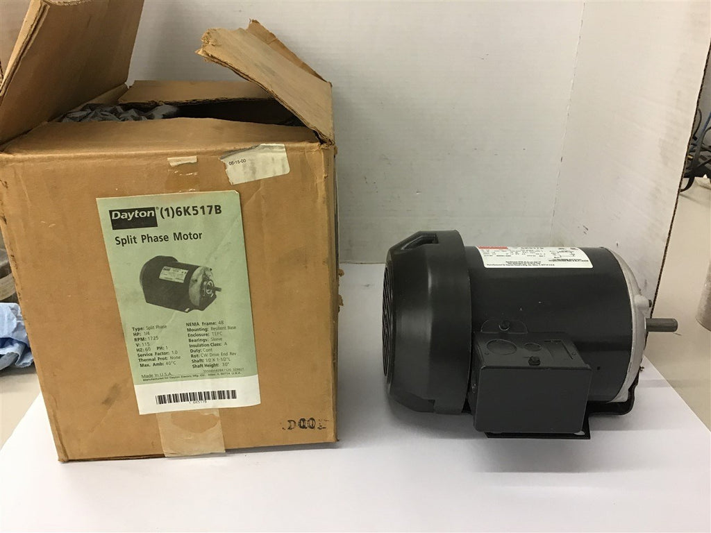 Dayton 6K517B Split Phase motor 1/4 Hp 115 Volts 1725 Rpm 48 Frame
