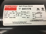 Dayton 6K517B Split Phase motor 1/4 Hp 115 Volts 1725 Rpm 48 Frame
