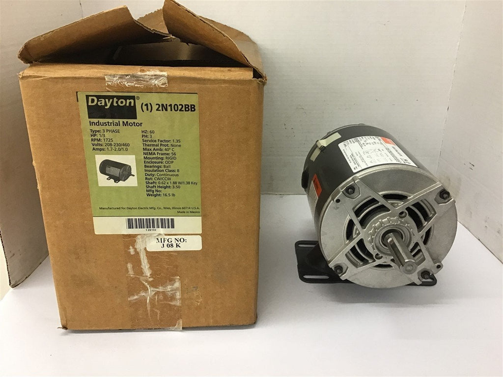 Dayton 2N102BB 1/3 HP AC Motor 208-230/460 volts 1725 rpm 56 Frame