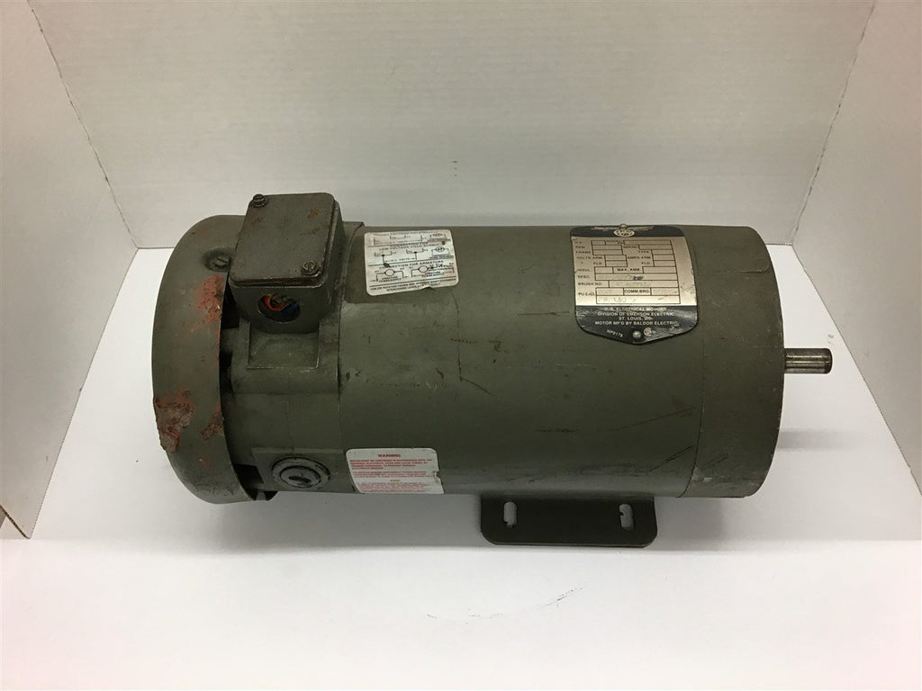 US Electric 611925 1 HP DC Motor 1750 Rpm 180 Arm Volts 200/100 Fld Volts 56C