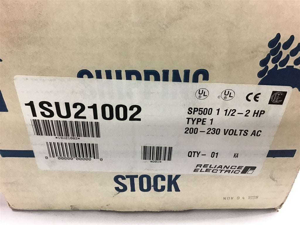 Reliance Electric 1SU21002 Variable Frequency Drive SP500 1 1/2 -2 HP Type 1