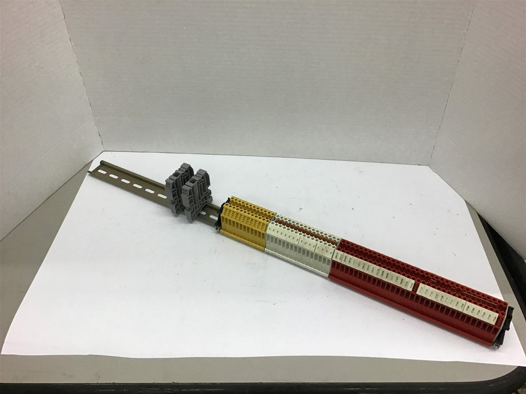 12 Yellow, 16 White 34 Red Terminal Blocks on 25 1/2" DIN Rails