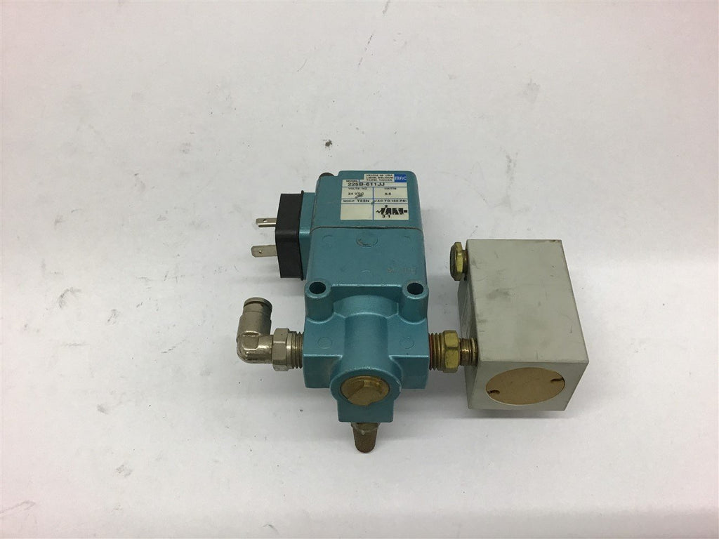 Mac Valves 225B-611JJ 24VDC 8.5Watts 150PSI T65N w/ QJ90-1081-B Cylinder