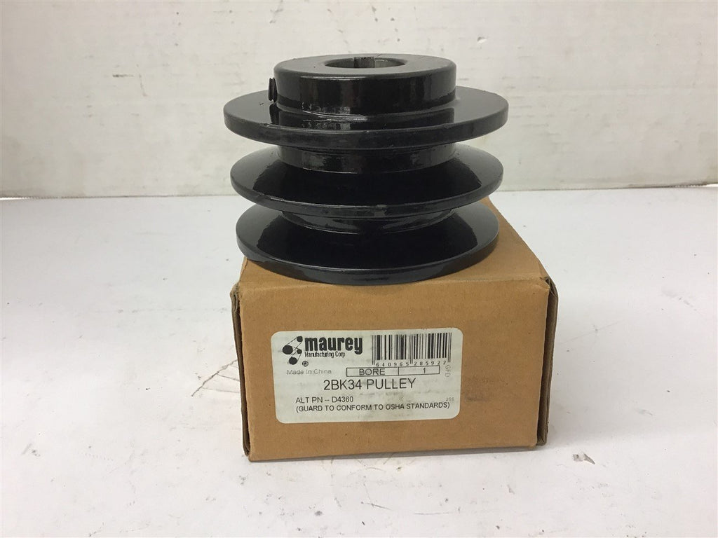 Maurey 2BK34 Pulley 2 Groove 1" Bore