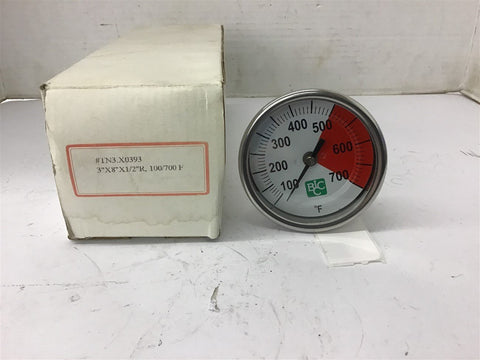 TN3.X0393 3" x8" x 1/2" R Air Pressure Gauge