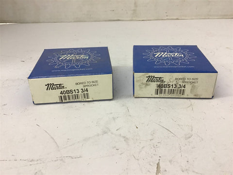 Martin 40BS13 3/4 Sprocket 40 chain 13 Teeth 3/4" Bore Lot Of 2