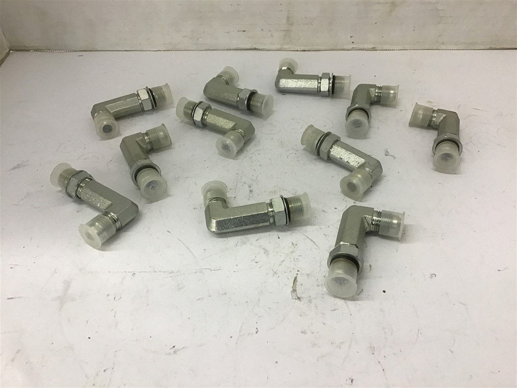 90 Degree Steel Fittings 3/8" JIC x 3/8" Boss w/ Rubber Gasket Lot Of 11