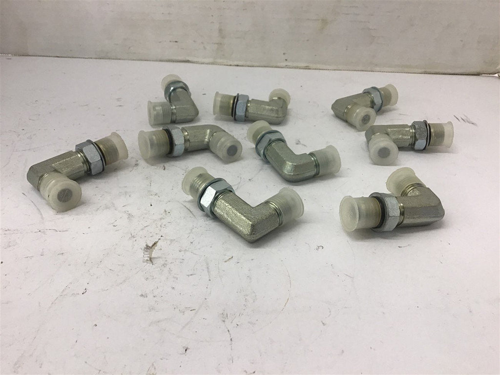 90 Degree Steel Fittings 3/8" JIC x 3/8" Boss w/ Rubber Gasket Lot Of 9