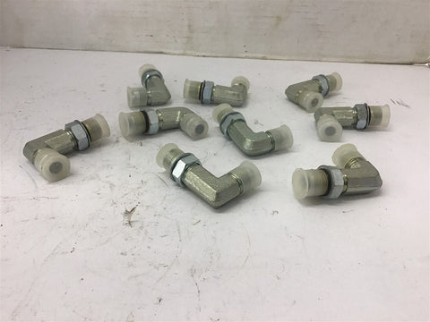 90 Degree Steel Fittings 3/8" JIC x 3/8" Boss w/ Rubber Gasket Lot Of 9