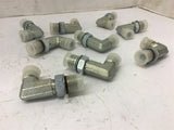 90 Degree Steel Fittings 3/8" JIC x 3/8" Boss w/ Rubber Gasket Lot Of 9