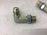 90 Degree Steel Fittings 3/8" JIC x 3/8" Boss w/ Rubber Gasket Lot Of 9