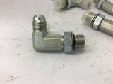 90 Degree Steel Fittings 3/8" JIC x 3/8" Boss w/ Rubber Gasket Lot Of 9