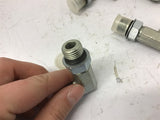 90 Degree Steel Fittings 3/8" JIC x 3/8" Boss w/ Rubber Gasket Lot Of 9