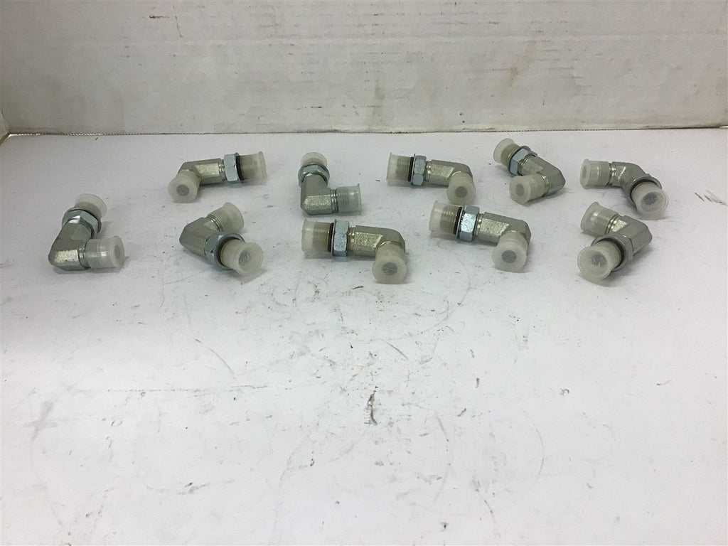 90 Degree Steel Fittings 3/8" JIC x 3/8" Boss w/ Rubber Gasket Lot Of 10