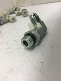 90 Degree Steel Fittings 3/8" JIC x 3/8" Boss w/ Rubber Gasket Lot Of 10