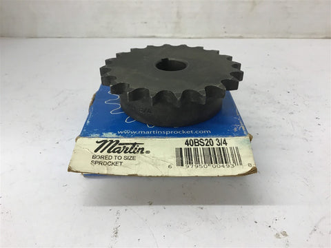Martin 40BS20 3/4 Sprocket 40 Chain 20 Teeth 3/4" Bore