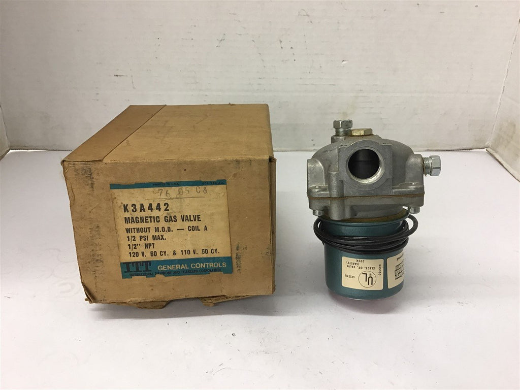 ITT K3A442 Magnetic Gas Valve 1/2 PSI 1/2" NPT 120V