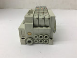 SMC VV5Q11-03-X802 Manifold w/ 3 80-VQ1201-5 Valves