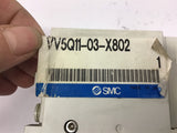 SMC VV5Q11-03-X802 Manifold w/ 3 80-VQ1201-5 Valves
