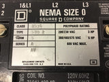 Square D 8536 SB0 2 Nema Size 0 5 HP @ 460 Volts 120 Volt Coil