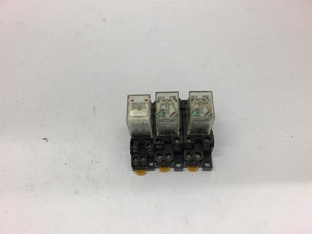 Two Omron LY2N and One Omron MY2N Relays 24VDC Assorted Lot of 3