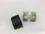 Omron LY4N Relay 24VAC Lot of 2 with One Omron PTF14-E Relay Socket