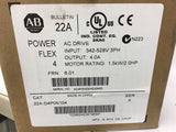 Allen-Bradley 22A-D4P0N104 Power Flex AC Drive 4.0 Amp 2 HP 460 volts