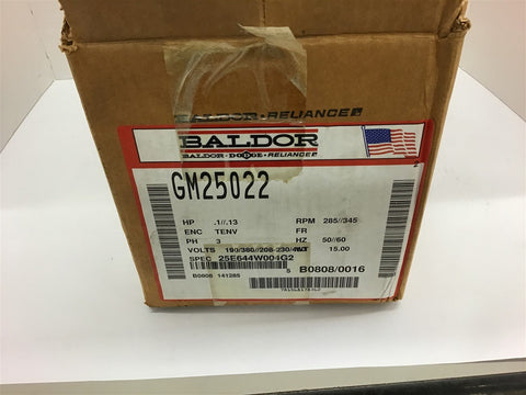 Baldor GM25022 Dual Shaft Gear Motor .13HP 285/345RPM 208-230/460V TENV