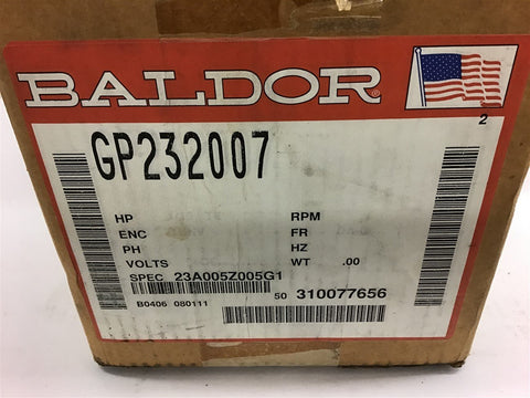 Baldor GP232007 1/15 HP DC Gear Motor 90 VDC 130:1 Ratio 19.6 Rpm