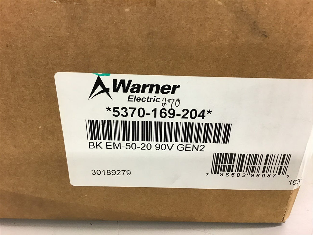 Warner Electric Brake 5370-169-204 EM-50-20 48Y-56C 90 VDc