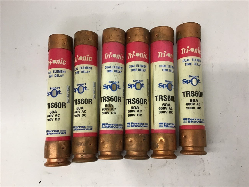 Ferraz TRS60R 60 Amp Smart Spot dual Element Fuse Lot Of 6