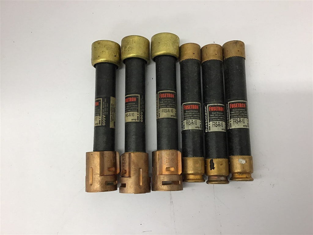Fusetron FRS-R-10 dual Element Fuse 10 amp 600 Volts Lot Of 6