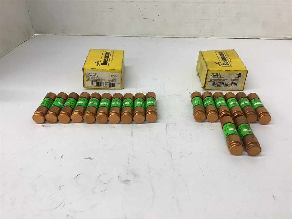 Bussmann FRN-R-2 Fuse 2 Amp 250 Vac Lot Of 18