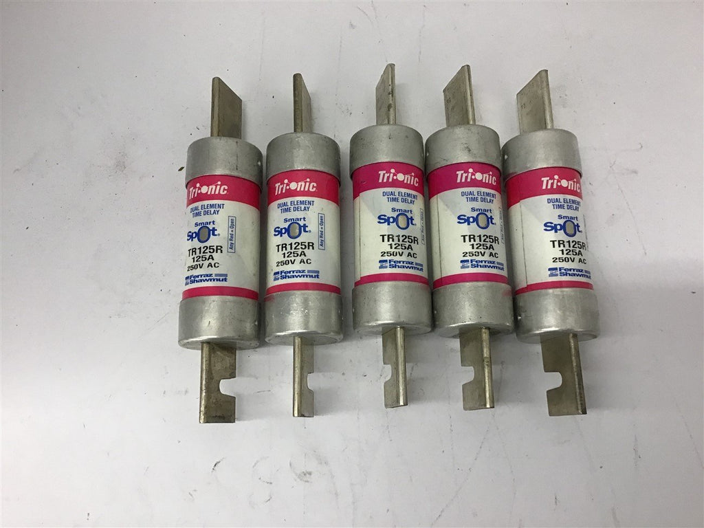 Ferraz Shawmut TR125R Smart Spot Fuse 125 Amp 250 VAC Lot Of 5