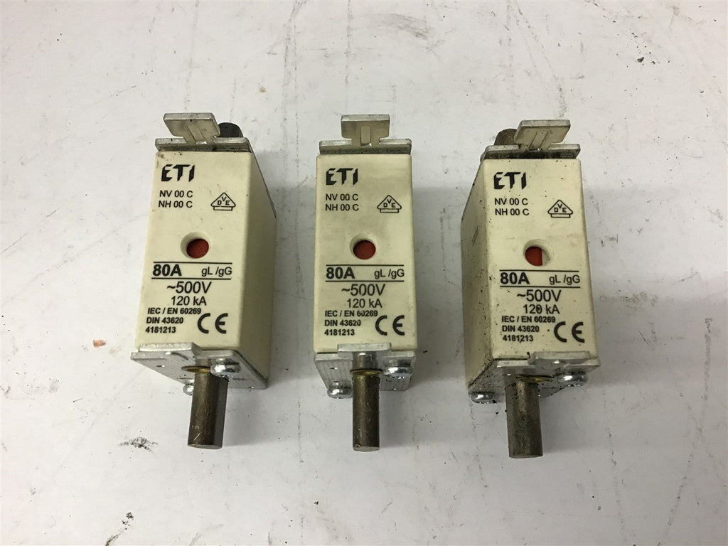 ETI 80 Amp Fuse 500 Volts Lot Of 3
