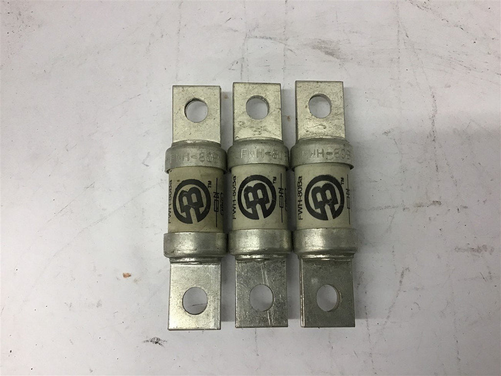 Bussmann FWH-80BA 80 Amp 500 Volt Fuse Lot Of 3