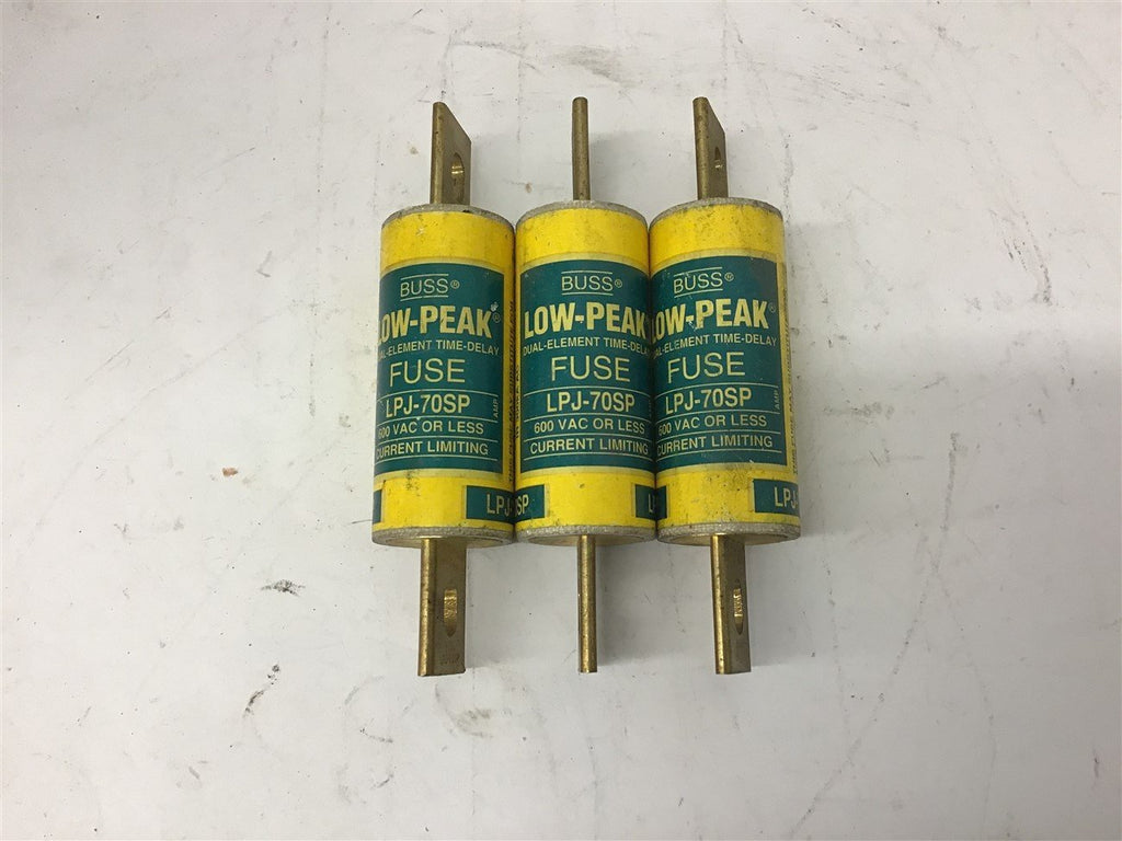 Buss LPJ-70SP Low Peak Fuse 70 Amp 600 Vac Lot Of 3