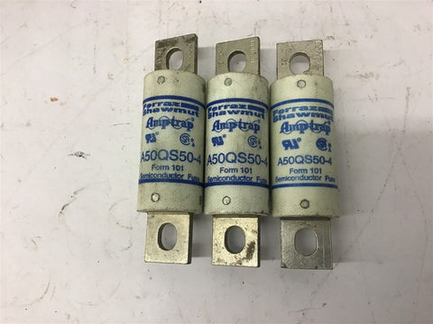 Ferraz Shawmut A50QS50-4 Amptrap 50 Amp Fuse Lot Of 3