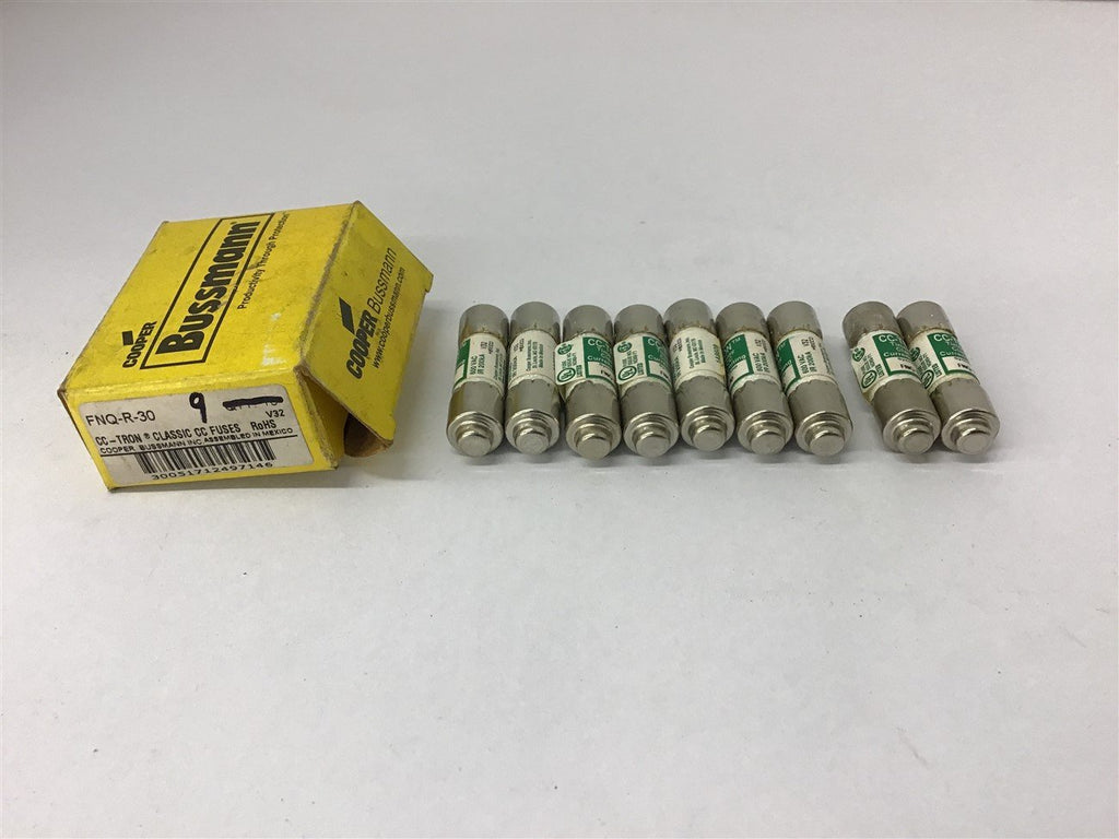 Bussmann FNQ-R-30 CC- Tron Fuse 30 Amp 600 Vac Lot Of 9