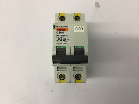 Merlin Gerin C60N Circuit Breaker 6A Type D 480 VAC 24520