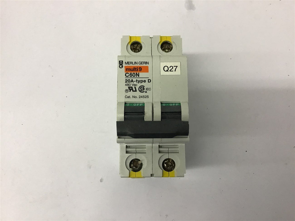 Merlin Gerin C60N 24525 20 Amp Circuit Breaker Type D 480 Vac