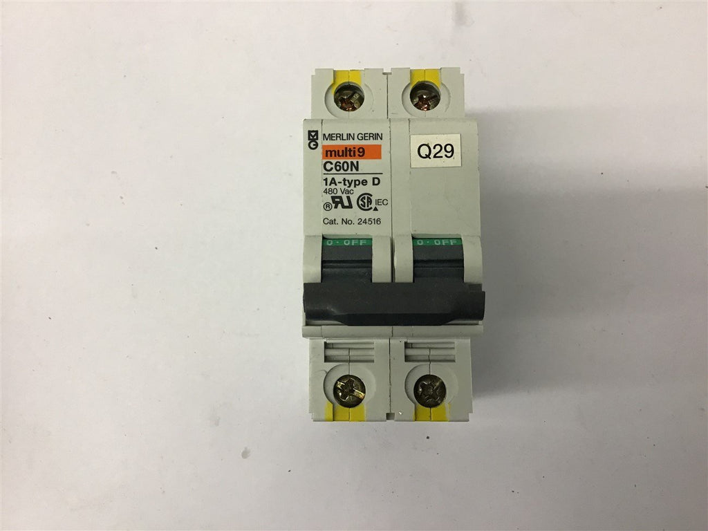 Merlin Gerin C60N 24516 1 Amp Circuit Breaker Type D 480 Vac